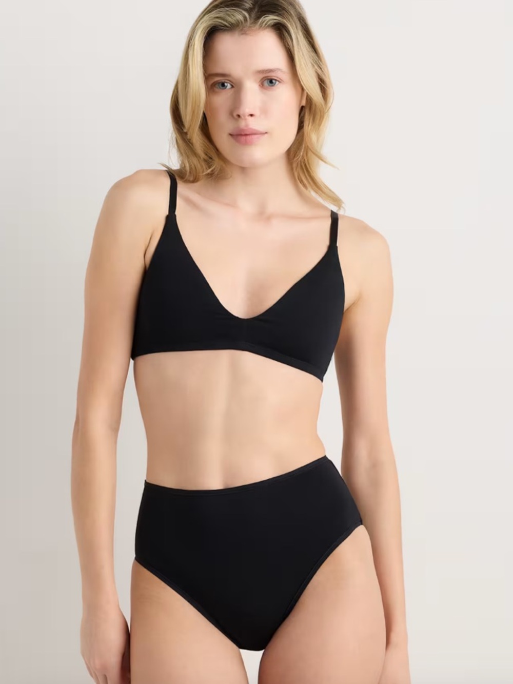 Quince Organic Cotton Triangle Bralette (2-Pack) Black